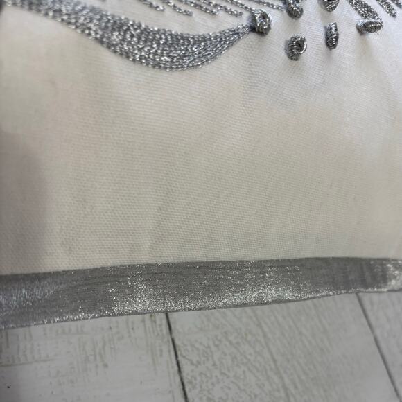 Devi Designs White and Silver Joy Pillow - Picture 5 of 10